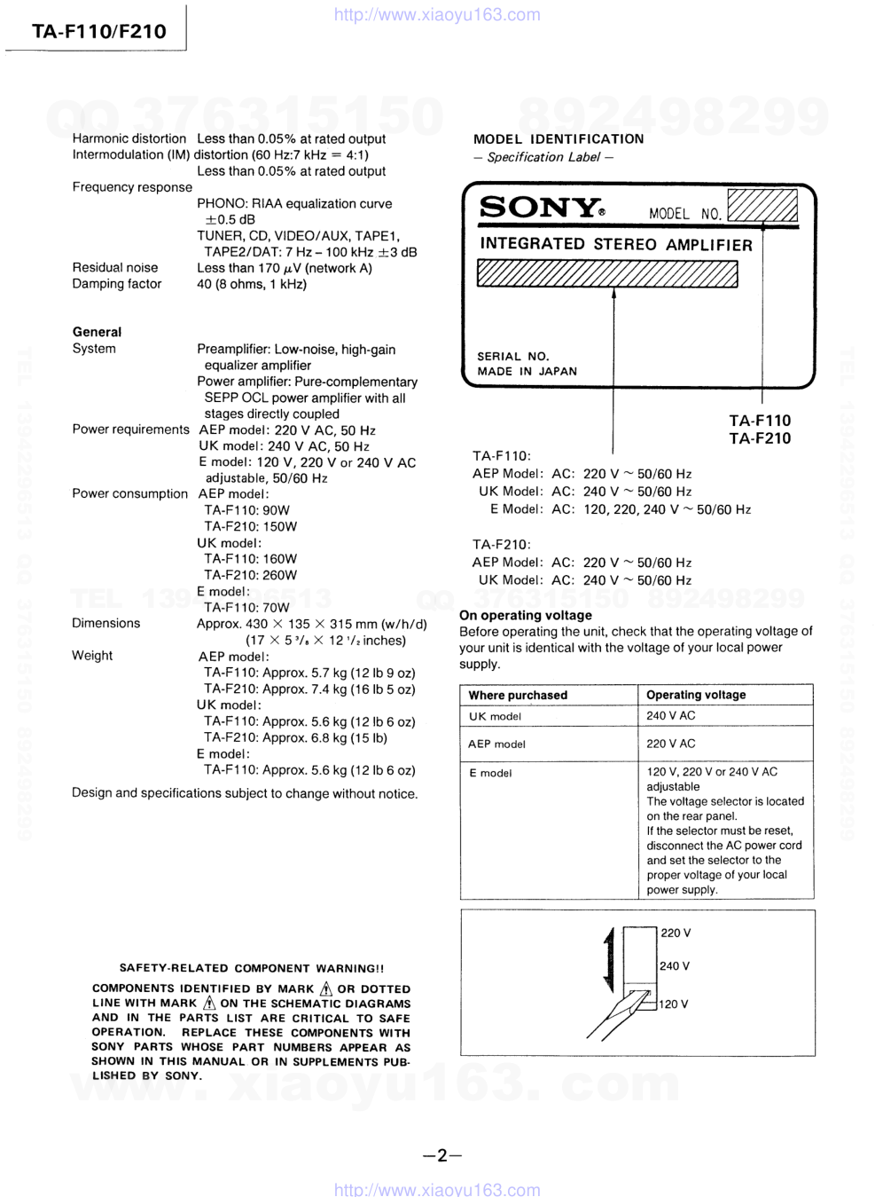 索尼SONY TA-F210音响电路原理图-1 索尼SONY TA-F210音响电路原理图-1