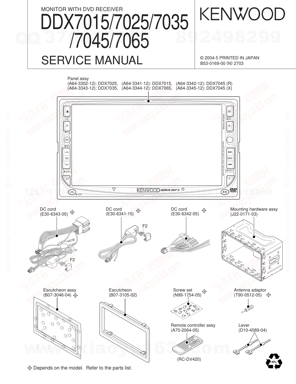建伍KENWOOD DDX-7035 DVD监听机维修手册-0 建伍KENWOOD DDX-7035 DVD监听机维修手册-0