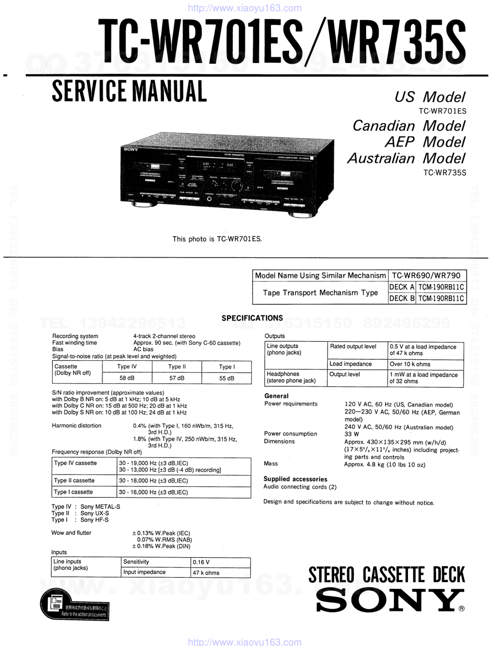 索尼SONY TC-WR735S电路图-0