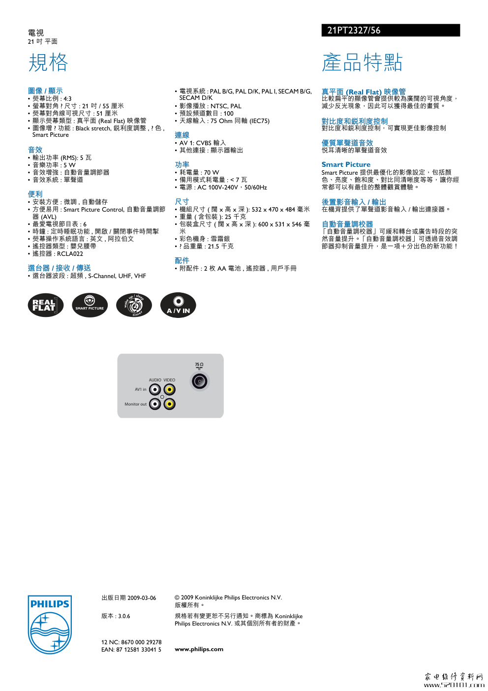 飞利浦21PT2327液晶电视操作指南-1 飞利浦21PT2327液晶电视操作指南-1