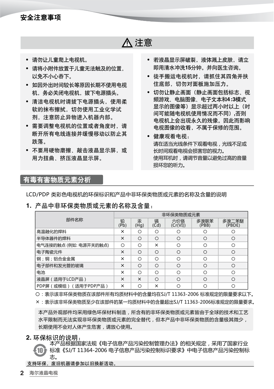 海尔LB37R3A液晶电视说明书-3