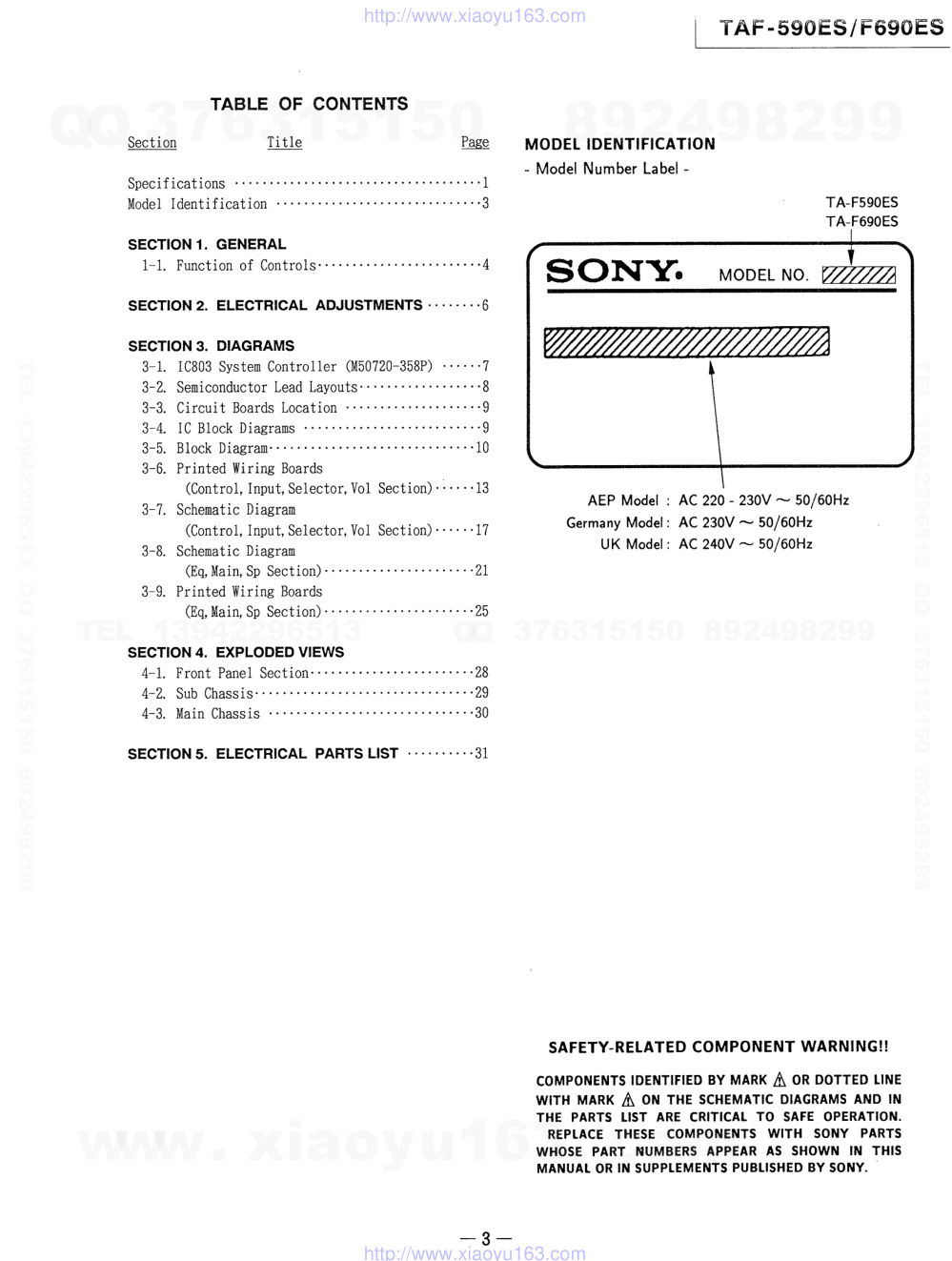 索尼SONY TA-F590ES音响电路原理图-2 索尼SONY TA-F590ES音响电路原理图-2