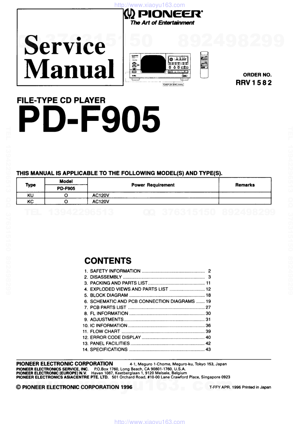先锋PIONEER PD-F905音响电路图-0 先锋PIONEER PD-F905音响电路图-0