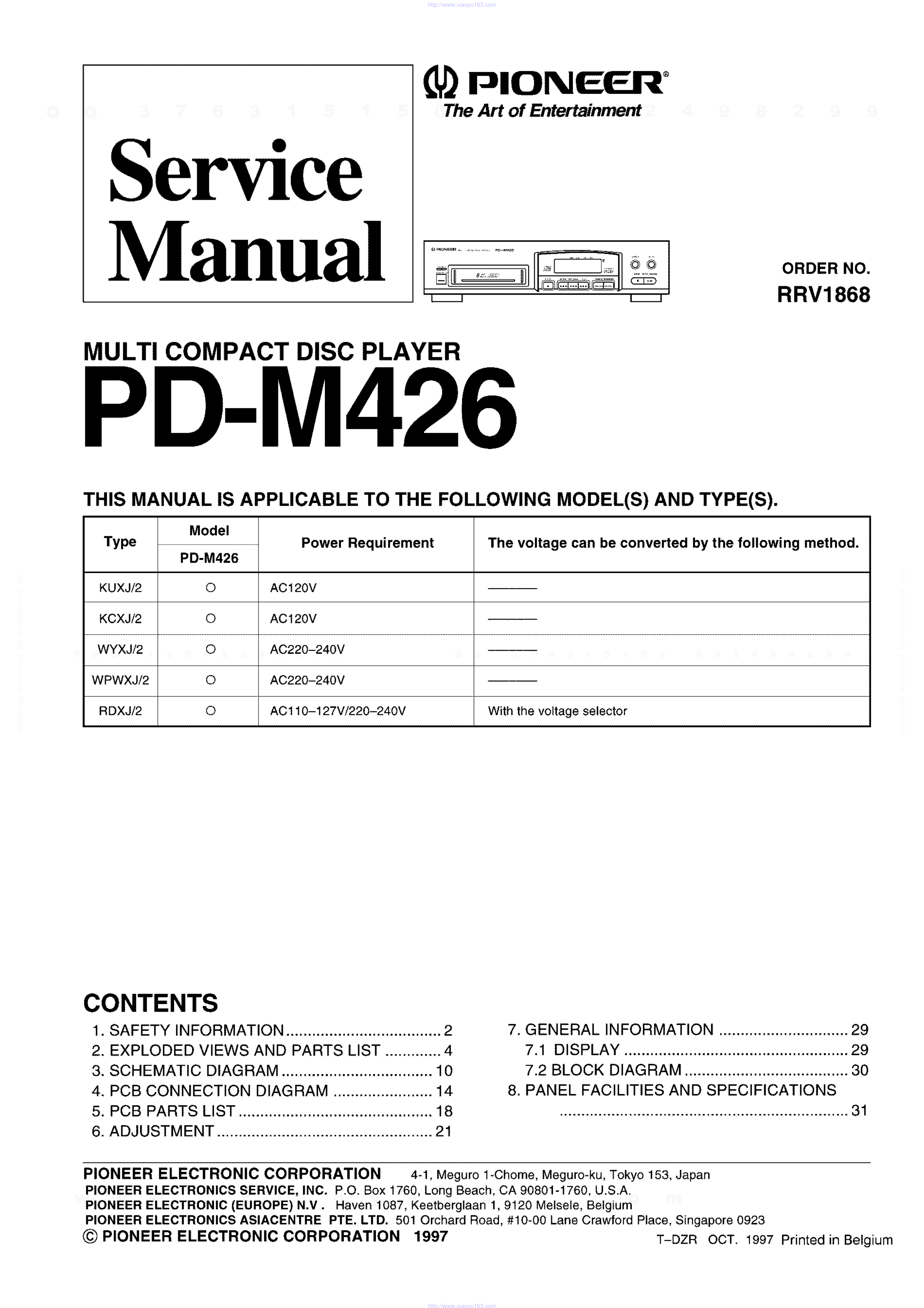 先锋PIONEER PD-M426音响电路图-0