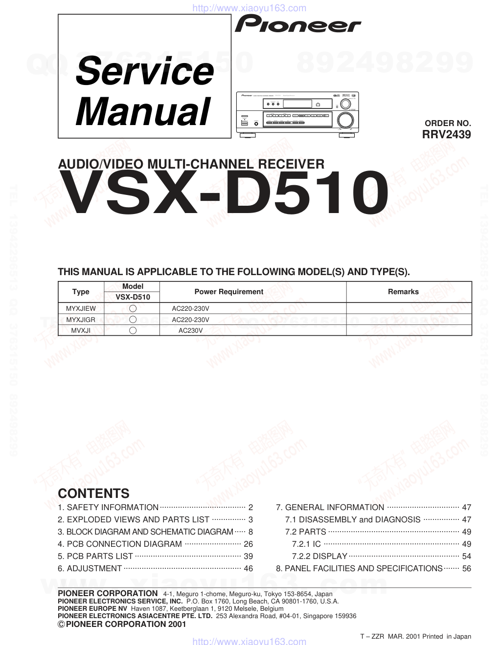 先锋PIONEER VSX-D510电路图-0 先锋PIONEER VSX-D510电路图-0