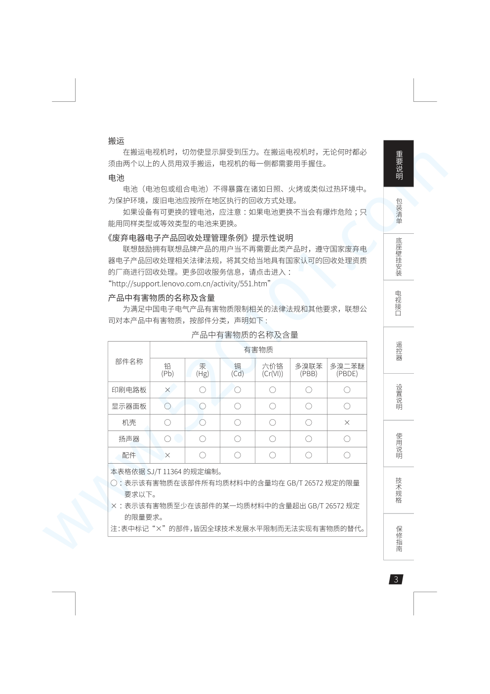 联想55G5U液晶电视说明书-3
