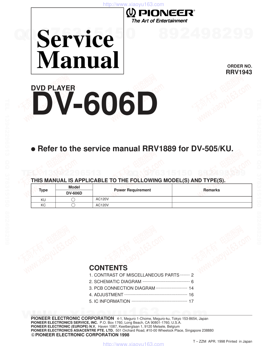 先锋PIONEER DV-606D电路图-0 先锋PIONEER DV-606D电路图-0