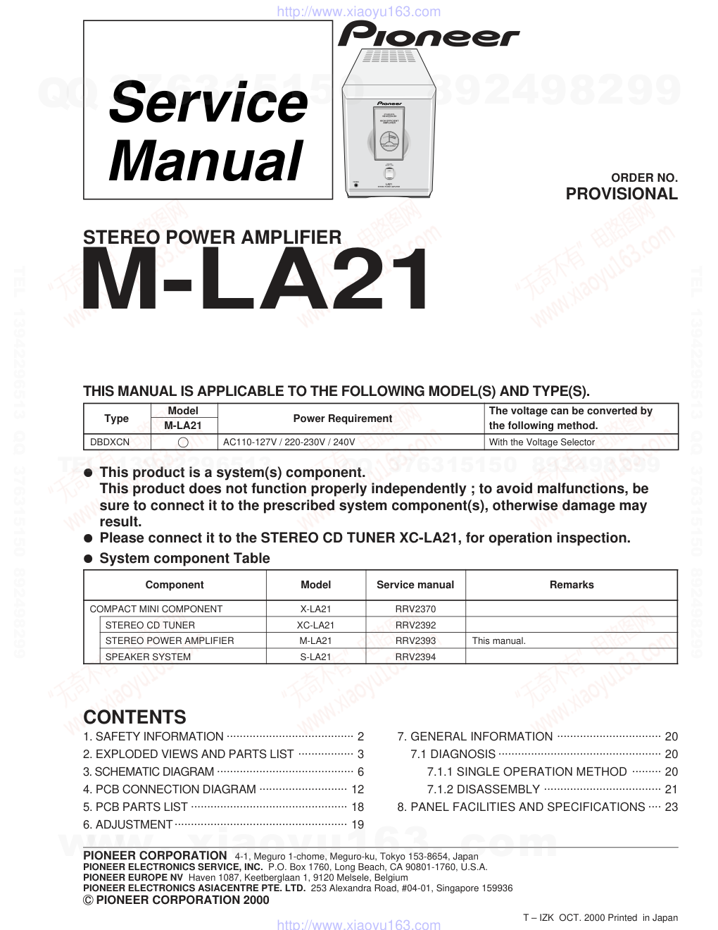 先锋PIONEER M-LA21音响电路图-0