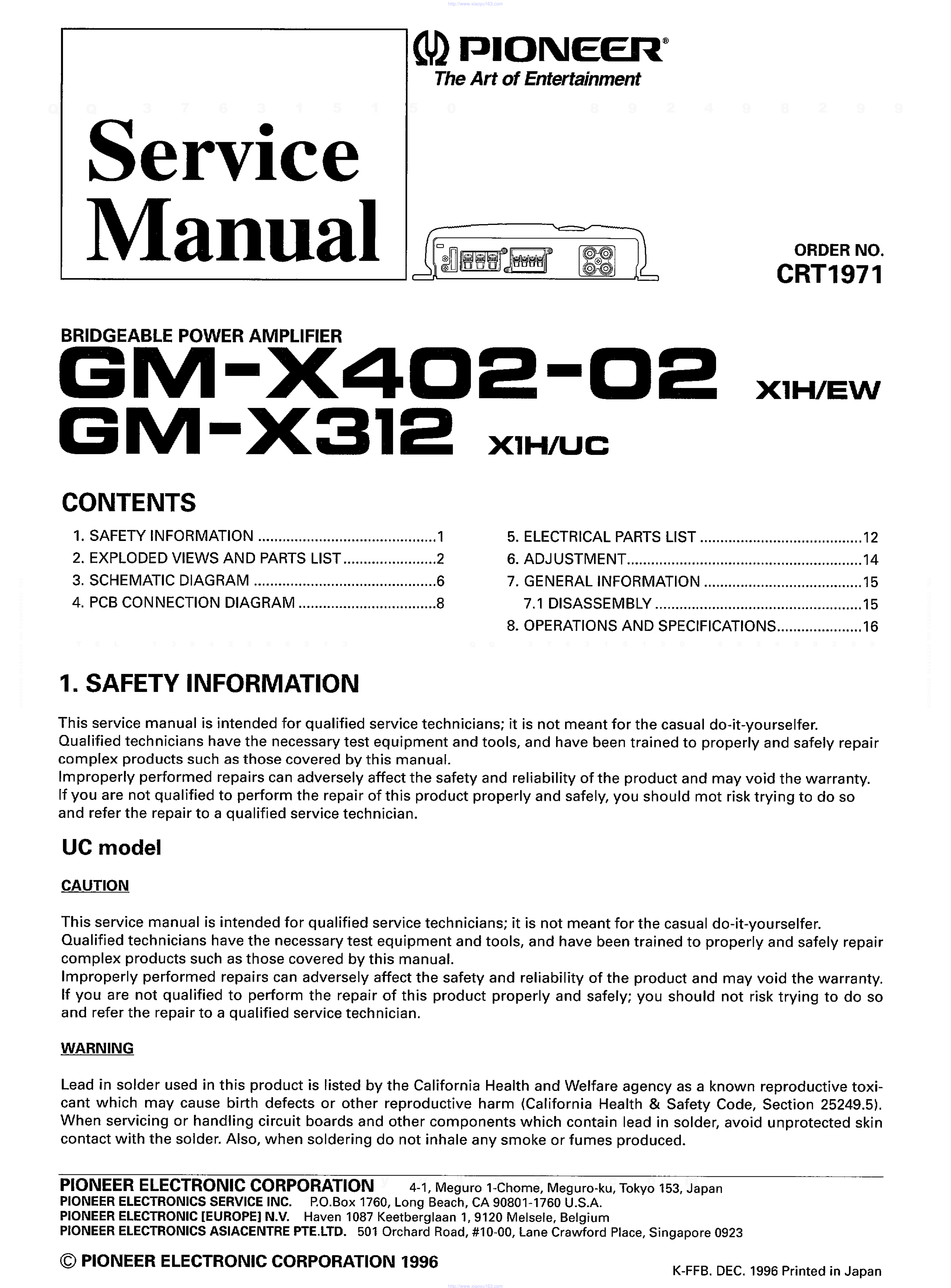 先锋PIONEER GM-X402-02音响电路图-0 先锋PIONEER GM-X402-02音响电路图-0