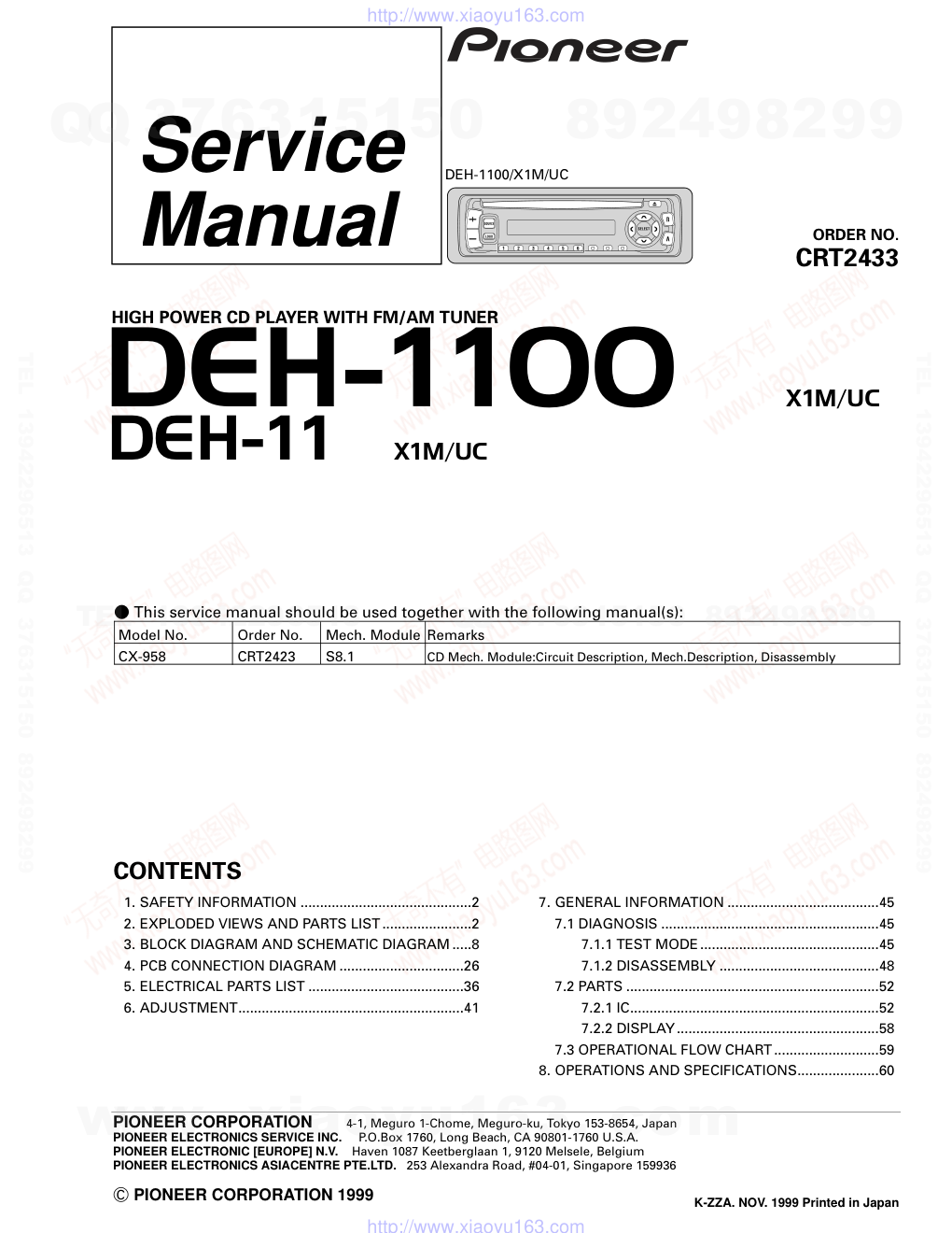 先锋PIONEER DEH-11X1M电路图-0 先锋PIONEER DEH-11X1M电路图-0