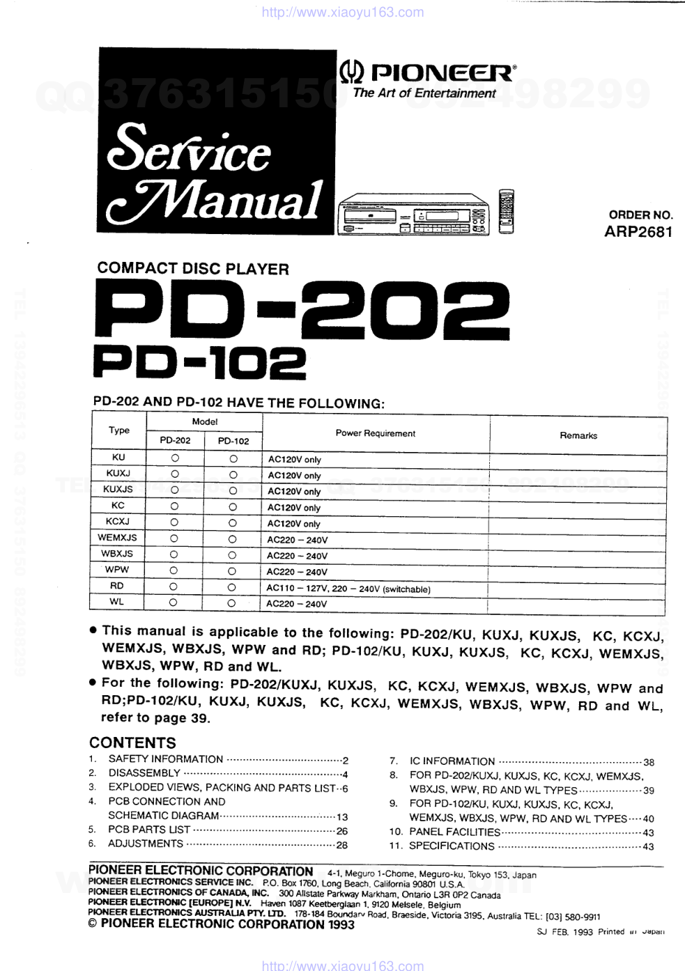 先锋PIONEER PD-102音响电路图-0