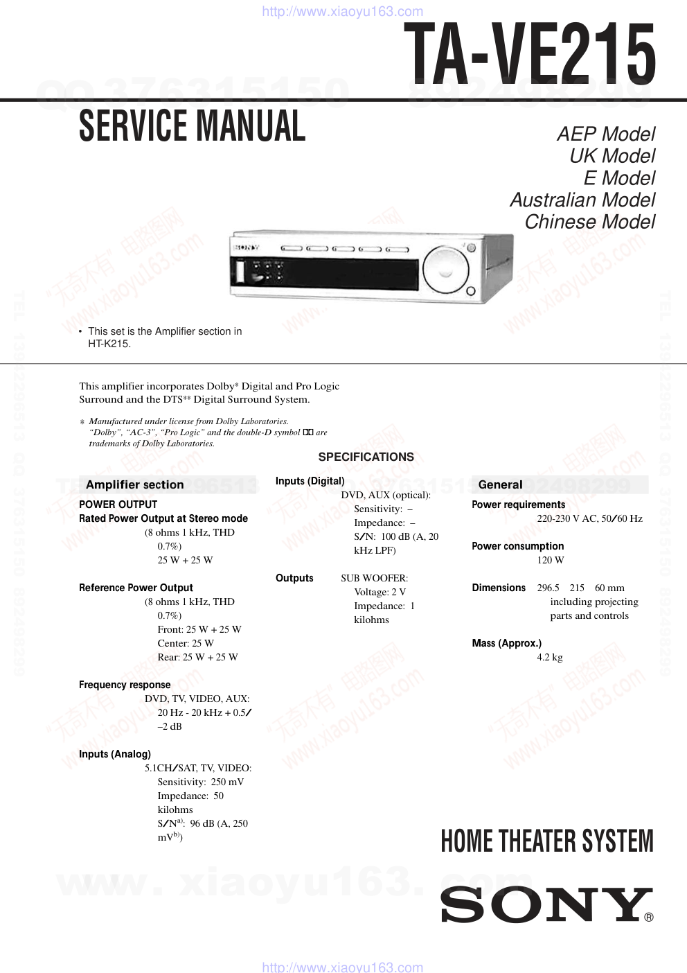 索尼SONY TA-VE215电路图-0 索尼SONY TA-VE215电路图-0