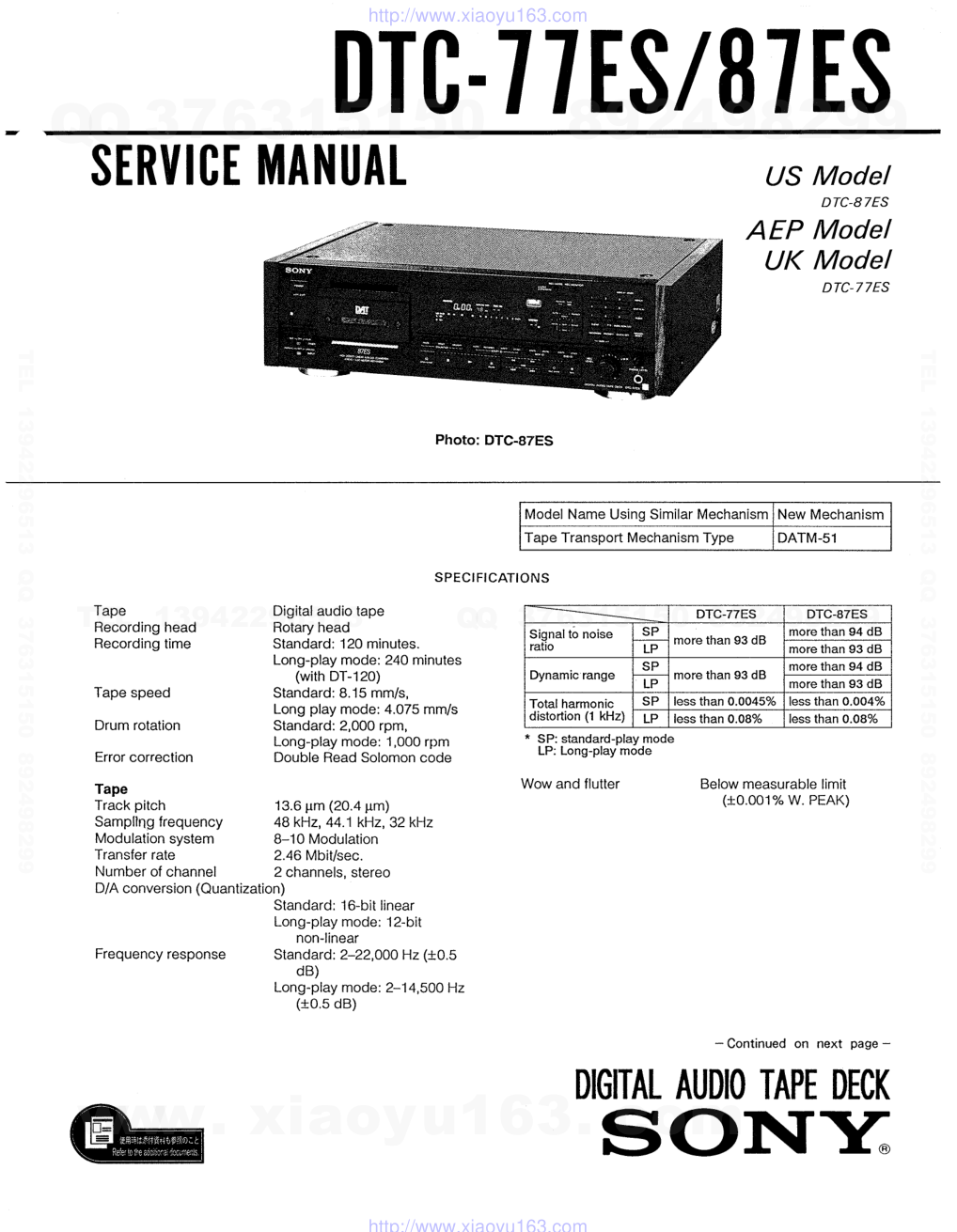 索尼SONY DTC-87ES音响电路原理图-0 索尼SONY DTC-87ES音响电路原理图-0