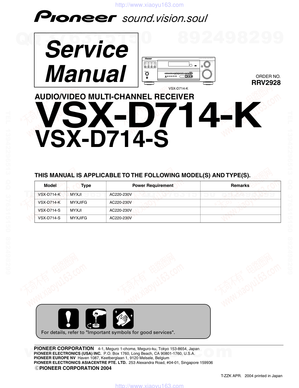 先锋PIONEER VSX-D714-K电路图-0 先锋PIONEER VSX-D714-K电路图-0