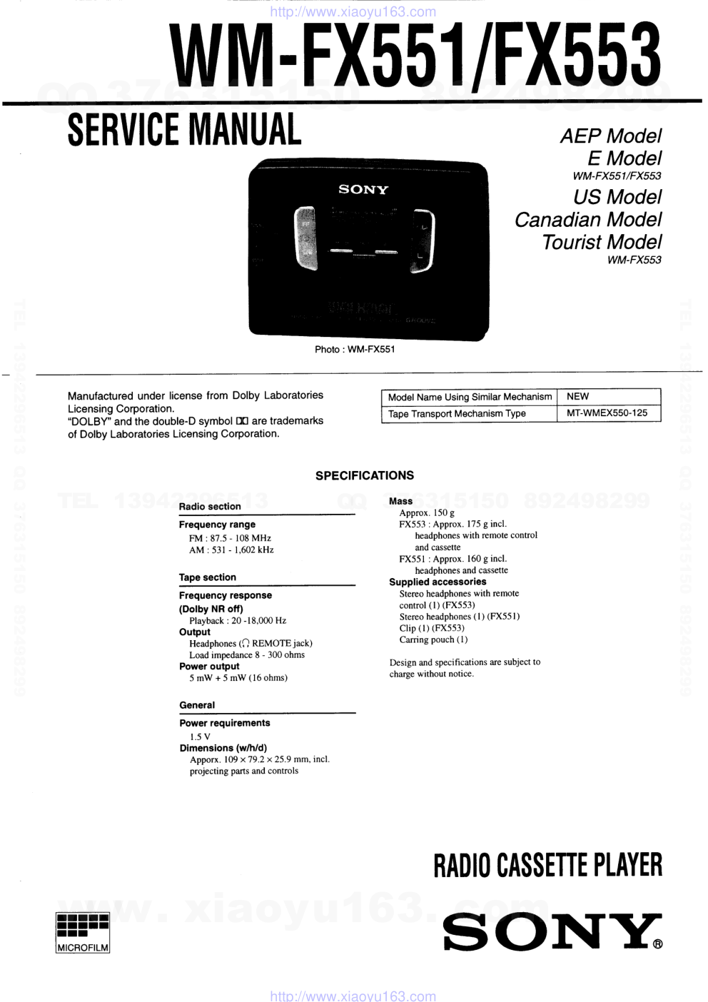 索尼SONY WM-FX551电路图-0