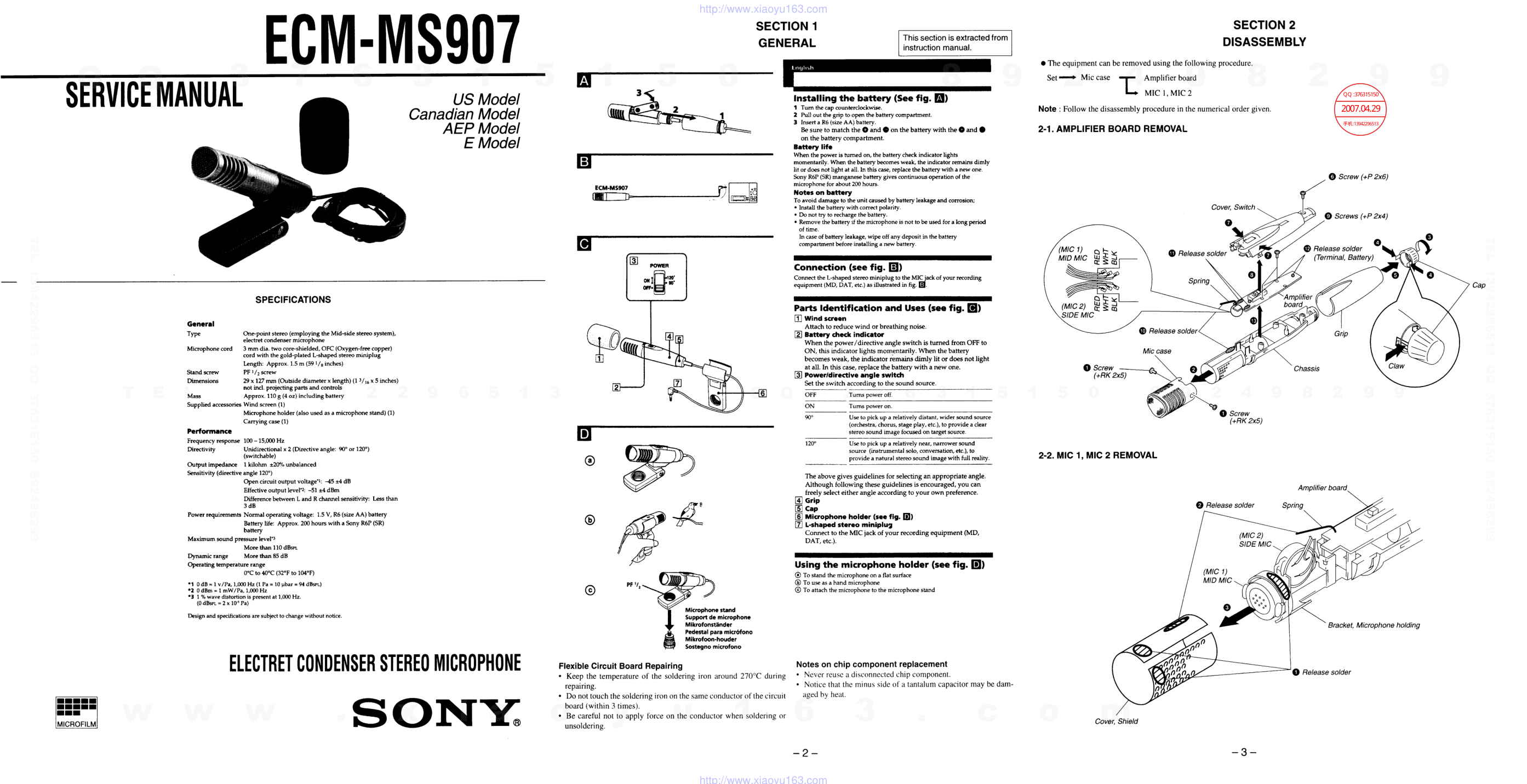 索尼SONY ECM-MS907音响电路原理图-0