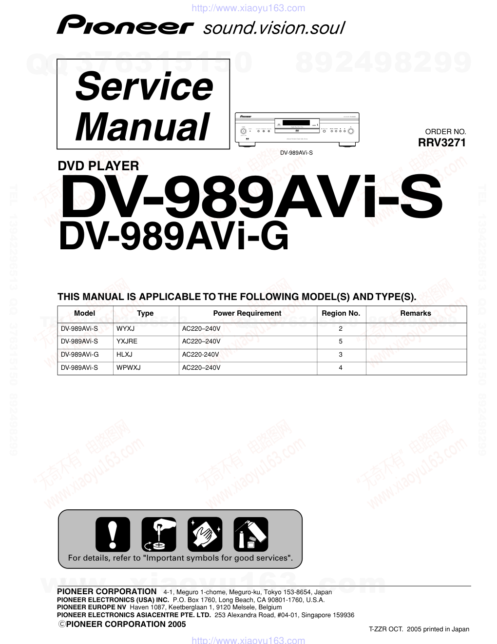 先锋PIONEER DV-989AVi-S电路图-0 先锋PIONEER DV-989AVi-S电路图-0