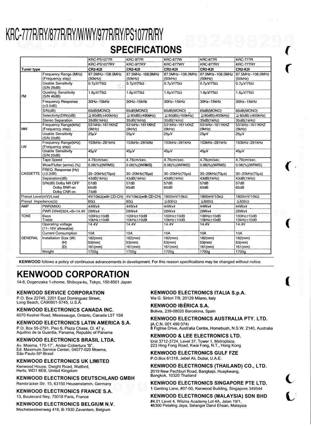 建伍KENWOOD KRC-977RY磁带录放机维修手册-6 建伍KENWOOD KRC-977RY磁带录放机维修手册-6