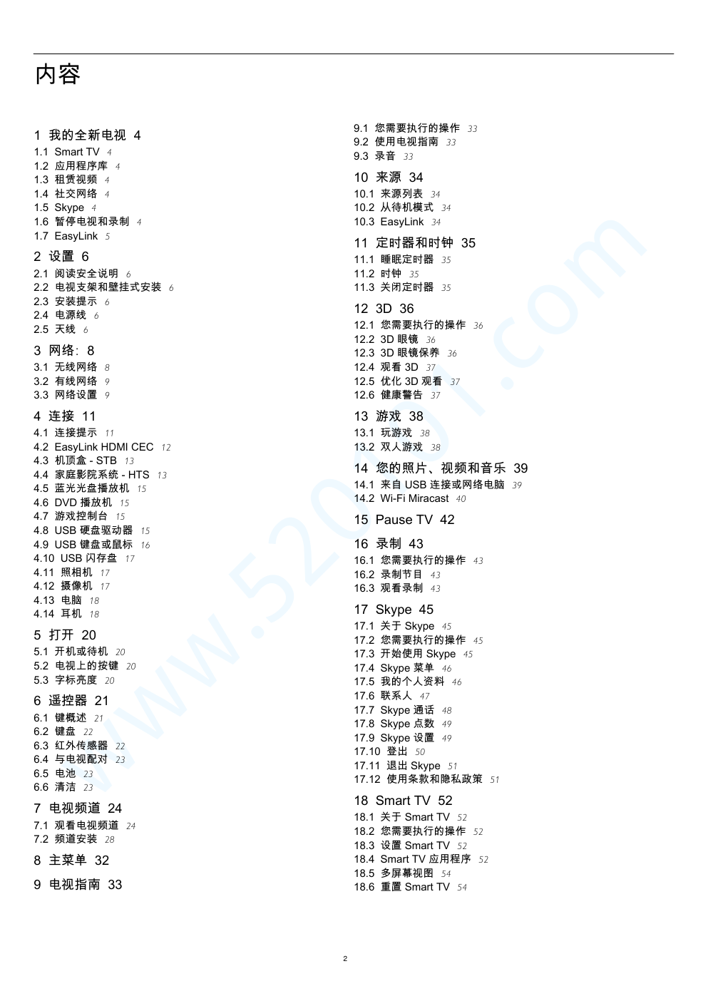 飞利浦65PFT6909A98液晶电视说明书-1 飞利浦65PFT6909A98液晶电视说明书-1