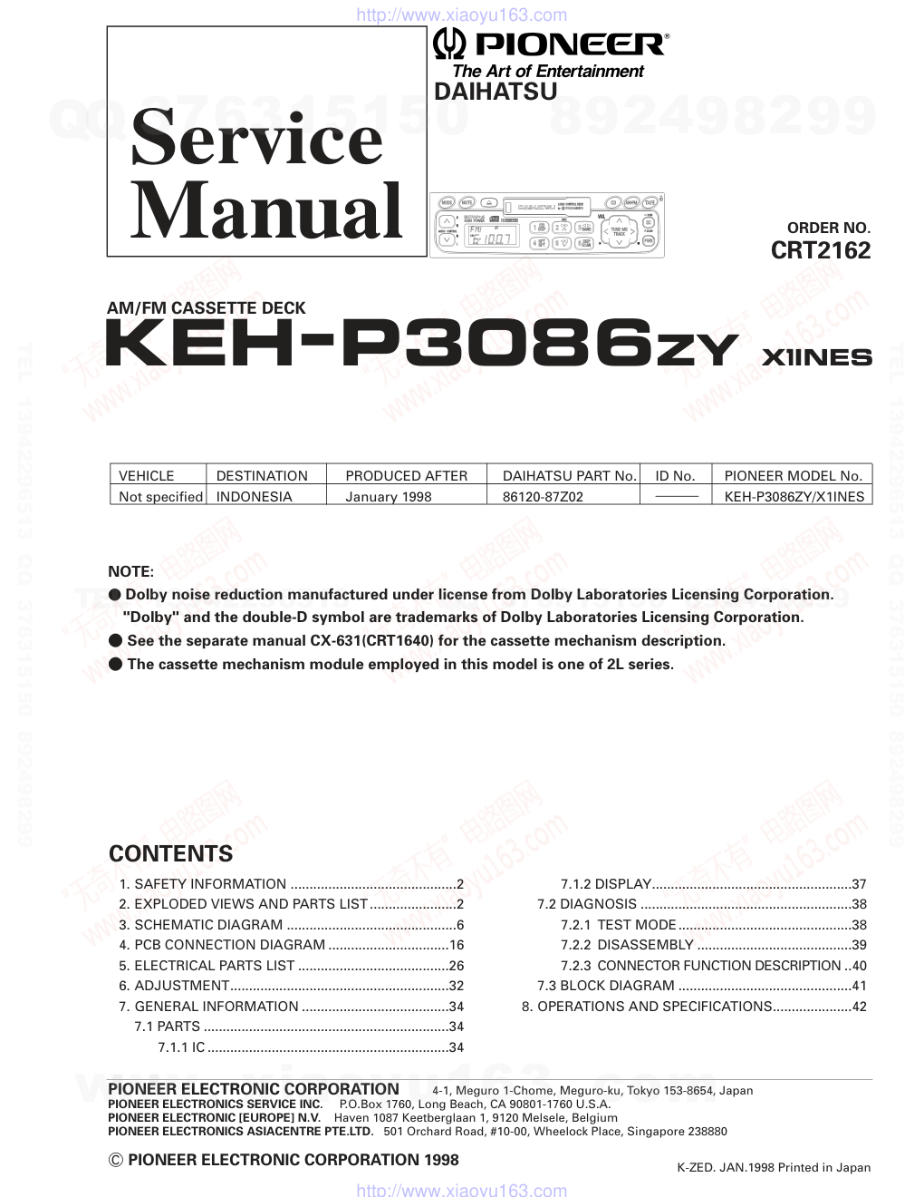 先锋PIONEER KEH-P3086ZY音响电路图-0 先锋PIONEER KEH-P3086ZY音响电路图-0
