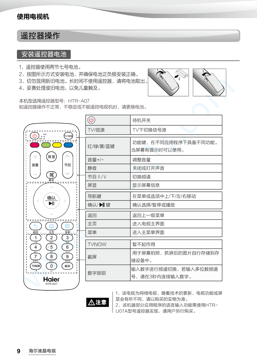 海尔LE43R31W液晶电视说明书-9