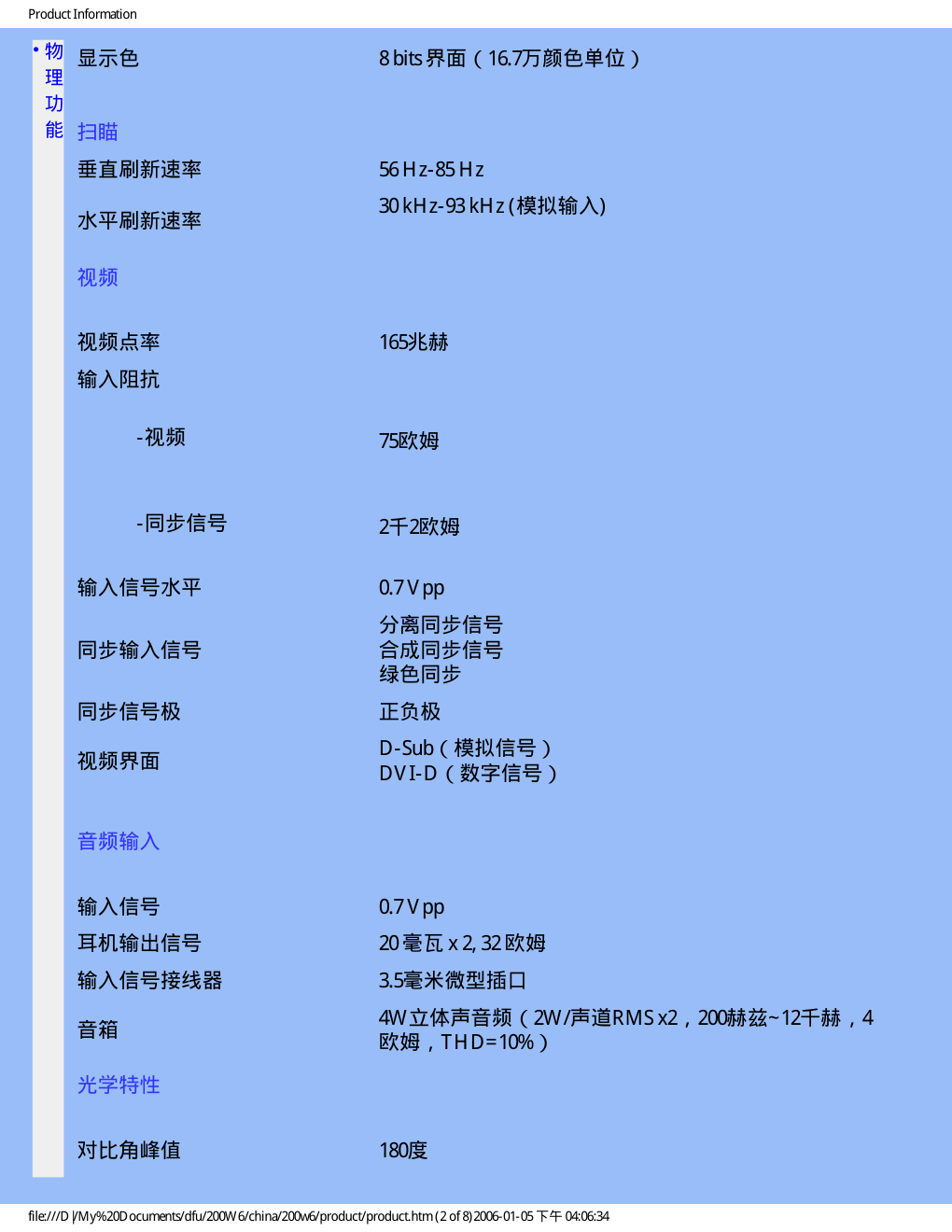 飞利浦200W6CS93液晶显示器说明书-6 飞利浦200W6CS93液晶显示器说明书-6