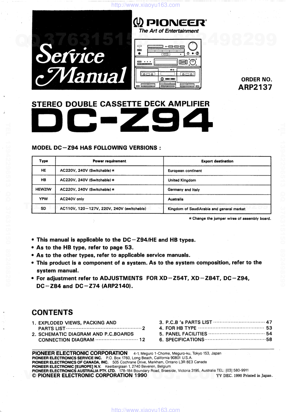 先锋PIONEER DC-Z94电路图-0 先锋PIONEER DC-Z94电路图-0