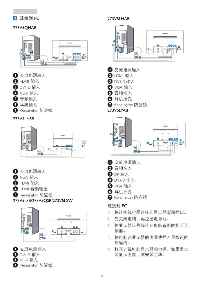 飞利浦273V5QSBP93液晶显示器说明书-6 飞利浦273V5QSBP93液晶显示器说明书-6