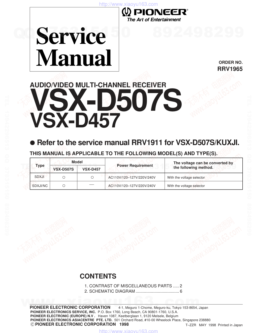先锋PIONEER VSX-D507S电路图-0 先锋PIONEER VSX-D507S电路图-0