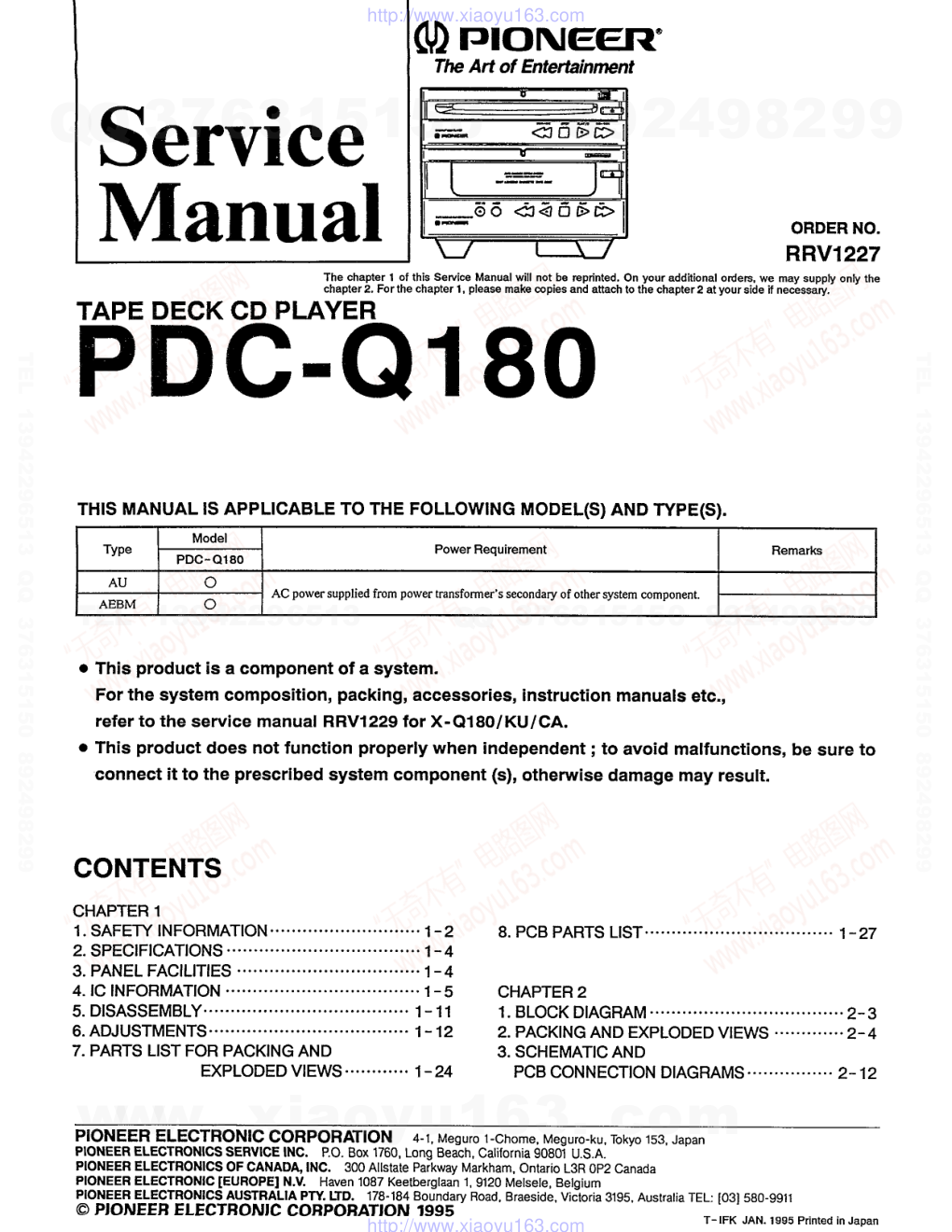 先锋PIONEER PDC-Q180音响电路图-0 先锋PIONEER PDC-Q180音响电路图-0