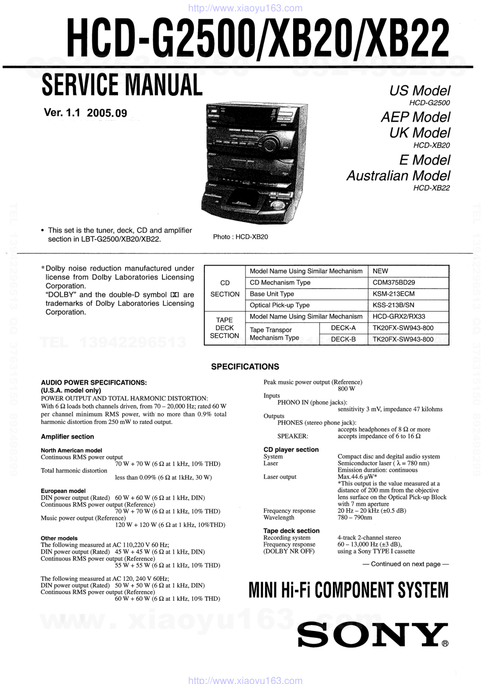 索尼SONY HCD-G2500音响图纸-0 索尼SONY HCD-G2500音响图纸-0