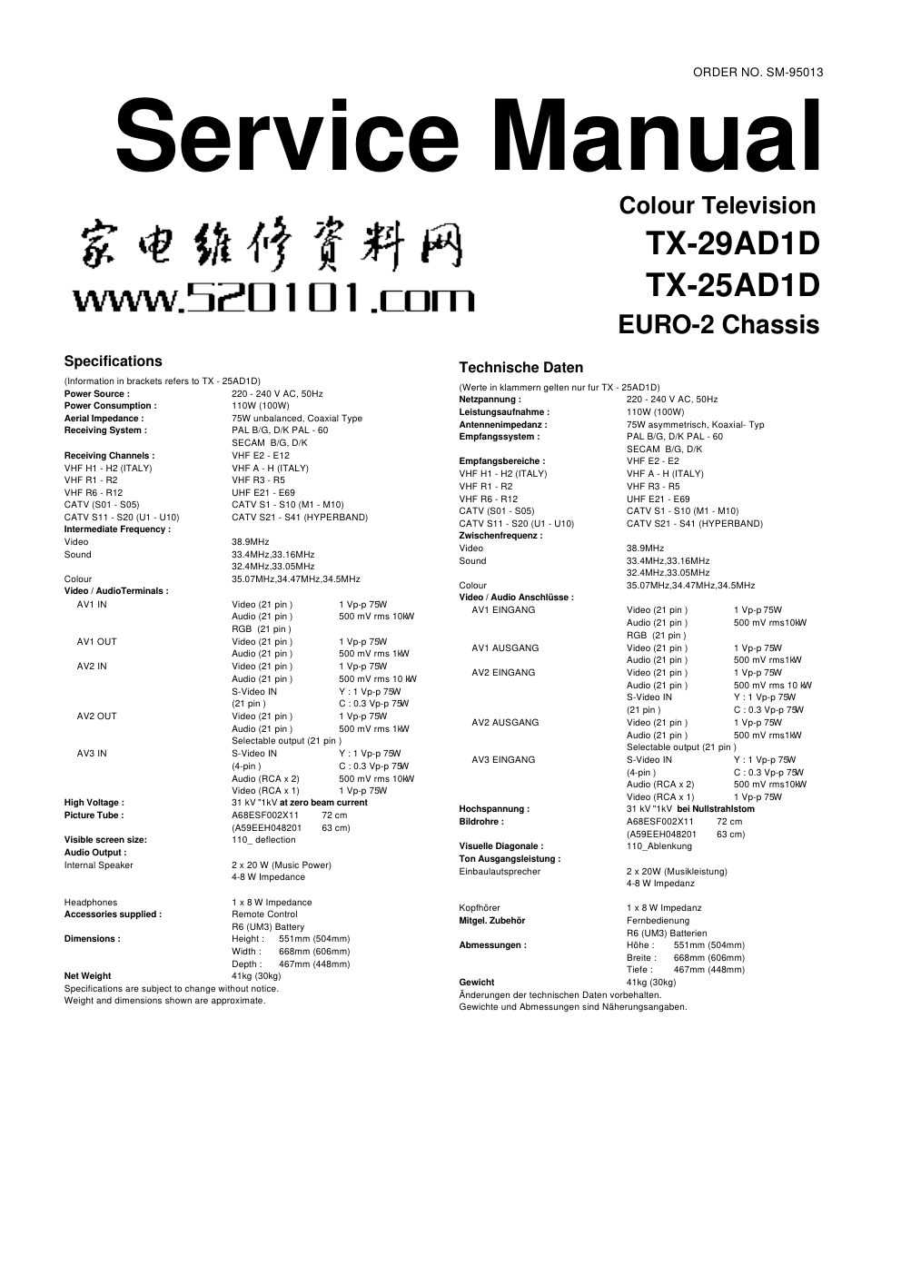 松下TX-29AD1DTX-25AD1D彩电原理图-0 松下TX-29AD1DTX-25AD1D彩电原理图-0