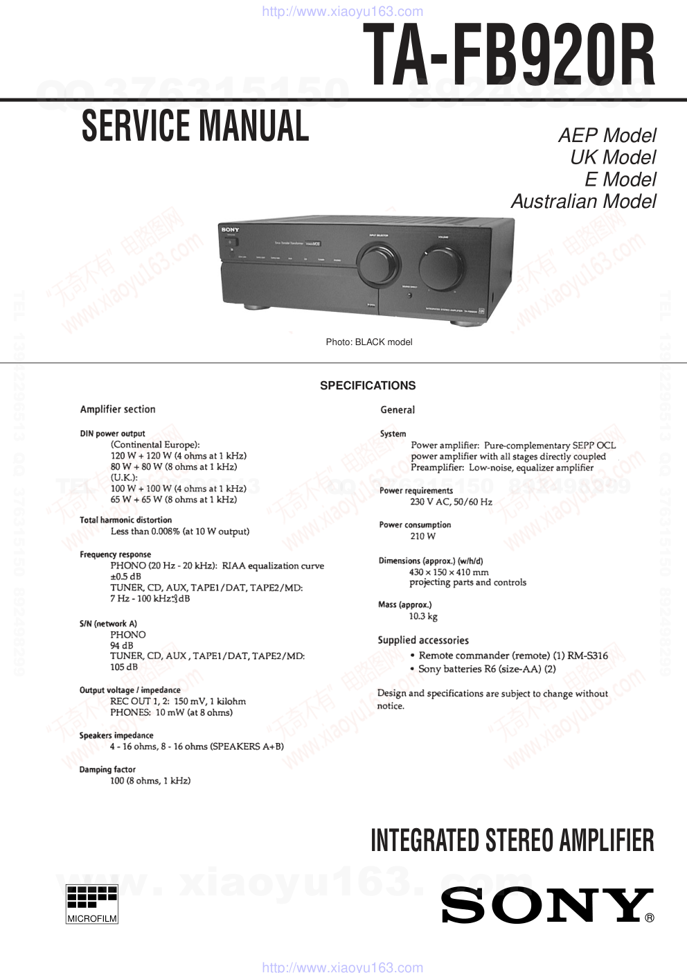 索尼SONY TA-FB920R音响电路原理图-0 索尼SONY TA-FB920R音响电路原理图-0