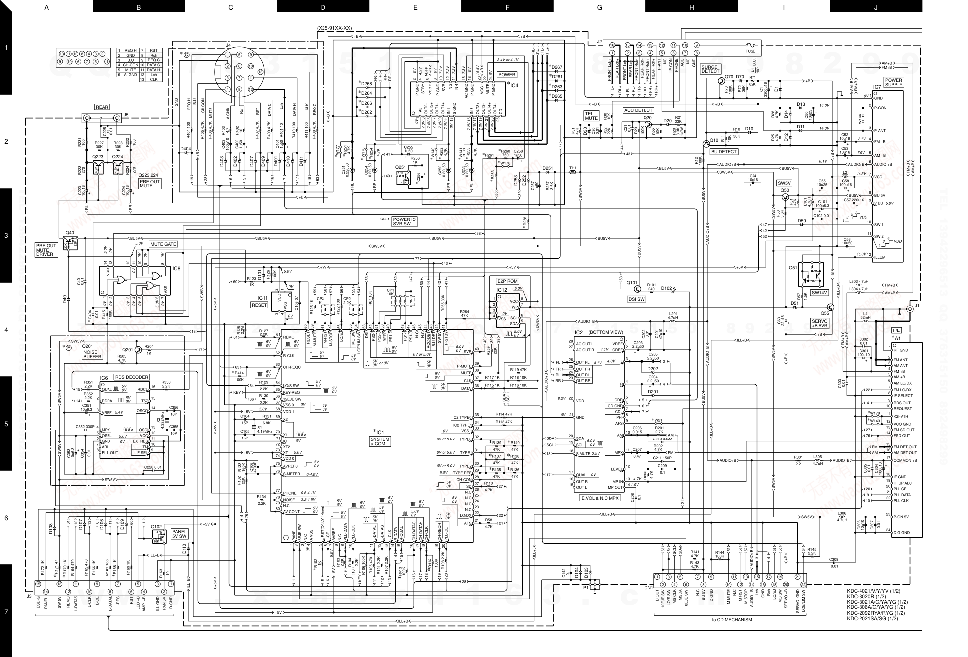 建伍KENWOOD KDC-2092RYA CD播放器电路图-5 建伍KENWOOD KDC-2092RYA CD播放器电路图-5