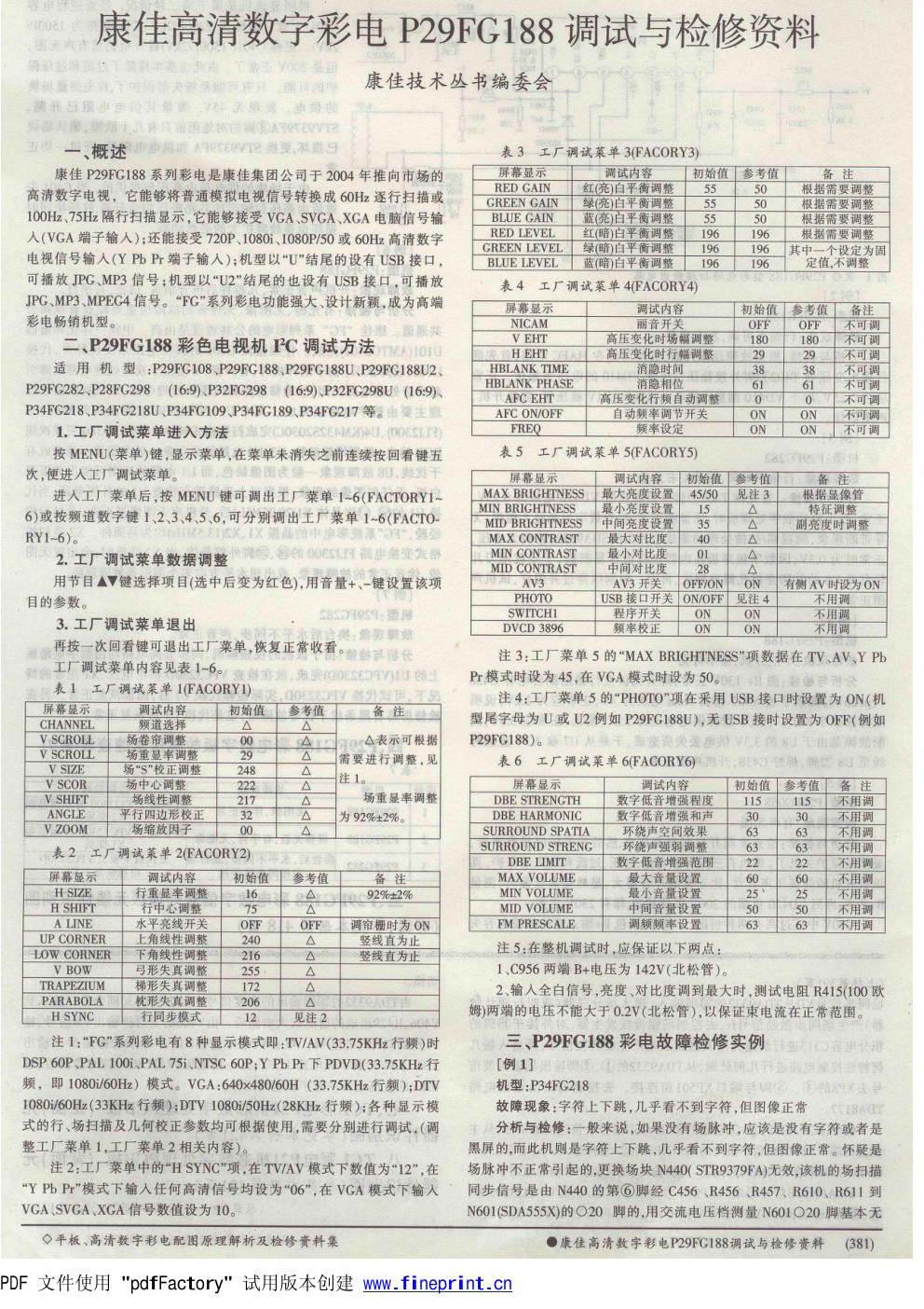 康佳高清数字P29FG188配图调试与检修资料-0 康佳高清数字P29FG188配图调试与检修资料-0