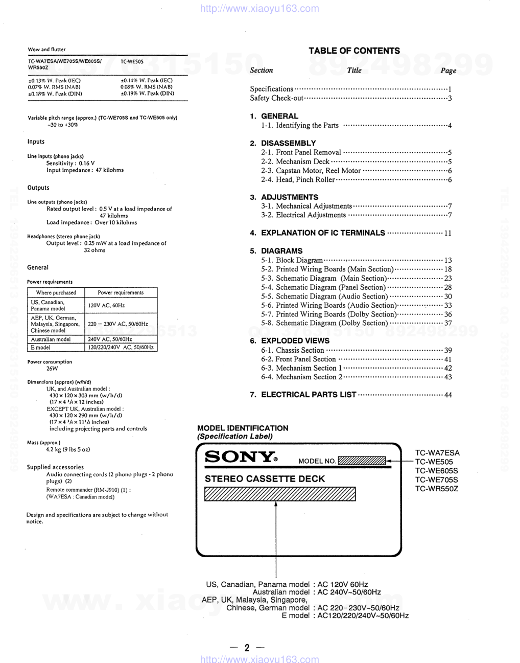 索尼SONY TC-WE505电路图-1 索尼SONY TC-WE505电路图-1