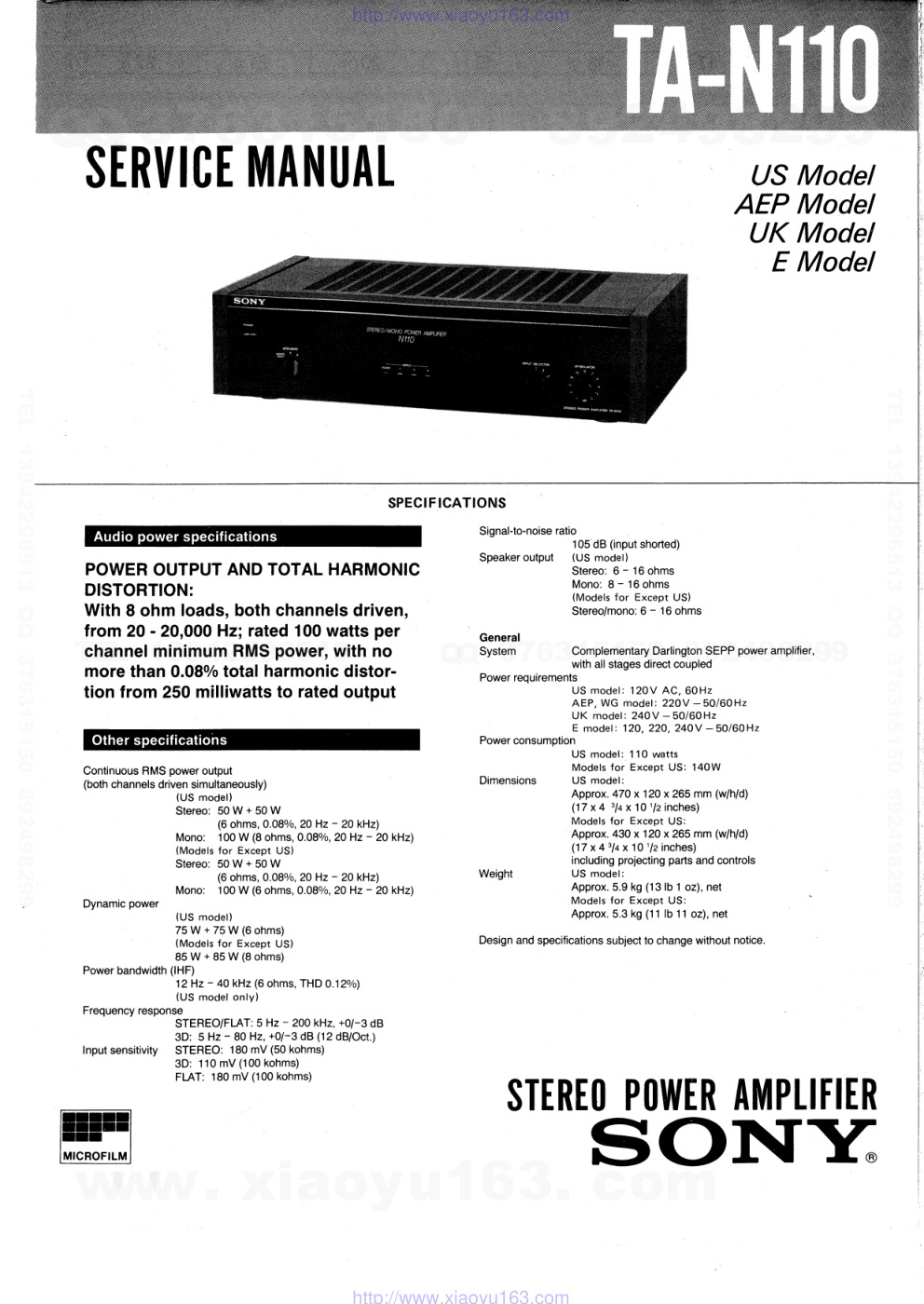 索尼SONY TA-N110音响电路原理图-0 索尼SONY TA-N110音响电路原理图-0