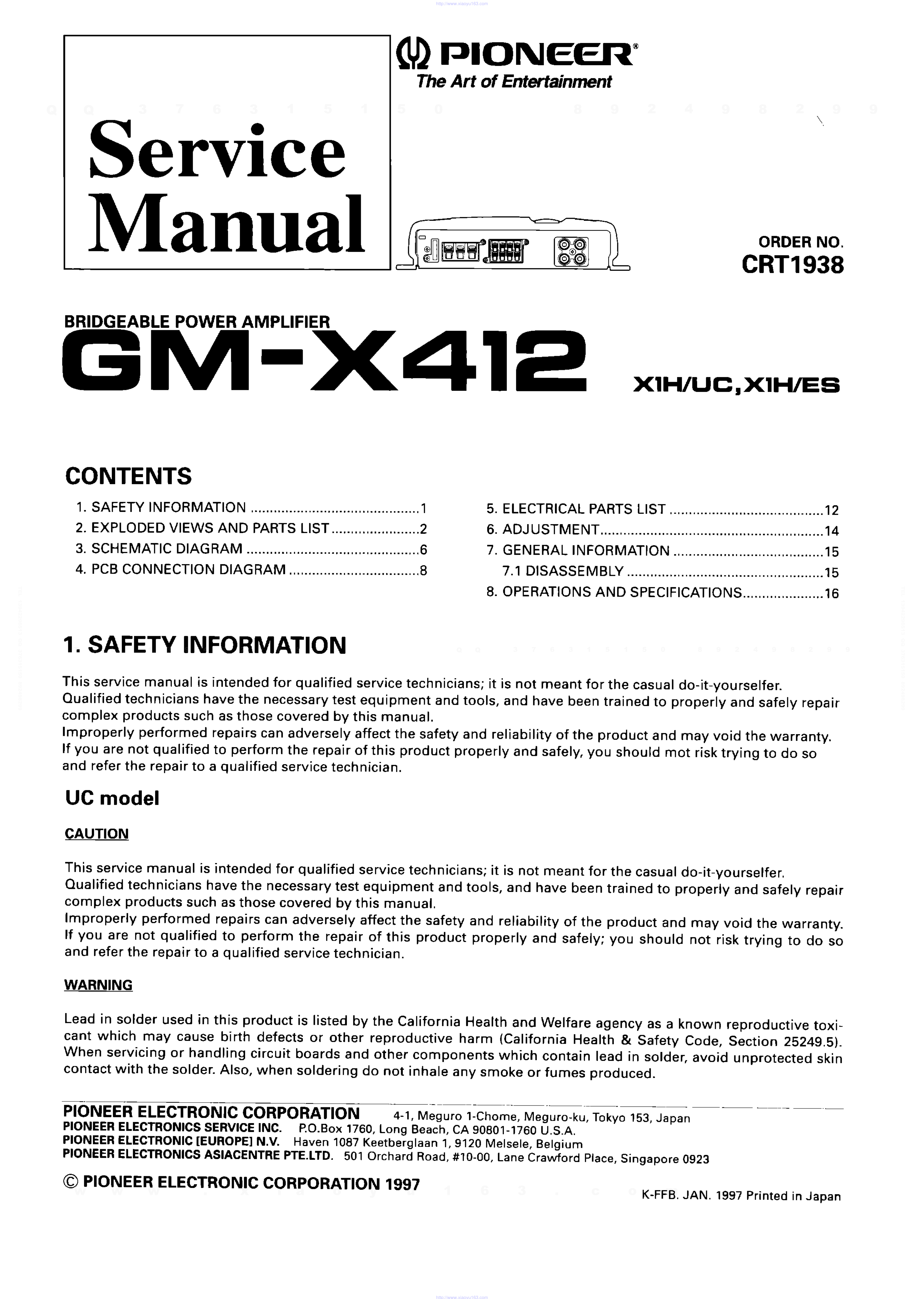 先锋PIONEER GM-X412音响电路图-0 先锋PIONEER GM-X412音响电路图-0