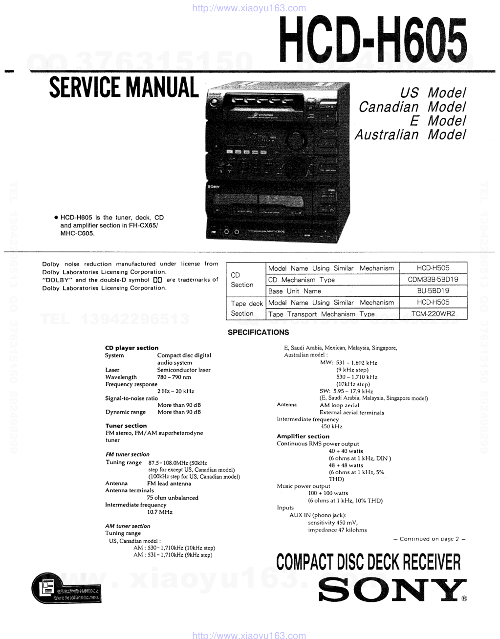 索尼SONY MHC-C605音响电路原理图-1 索尼SONY MHC-C605音响电路原理图-1