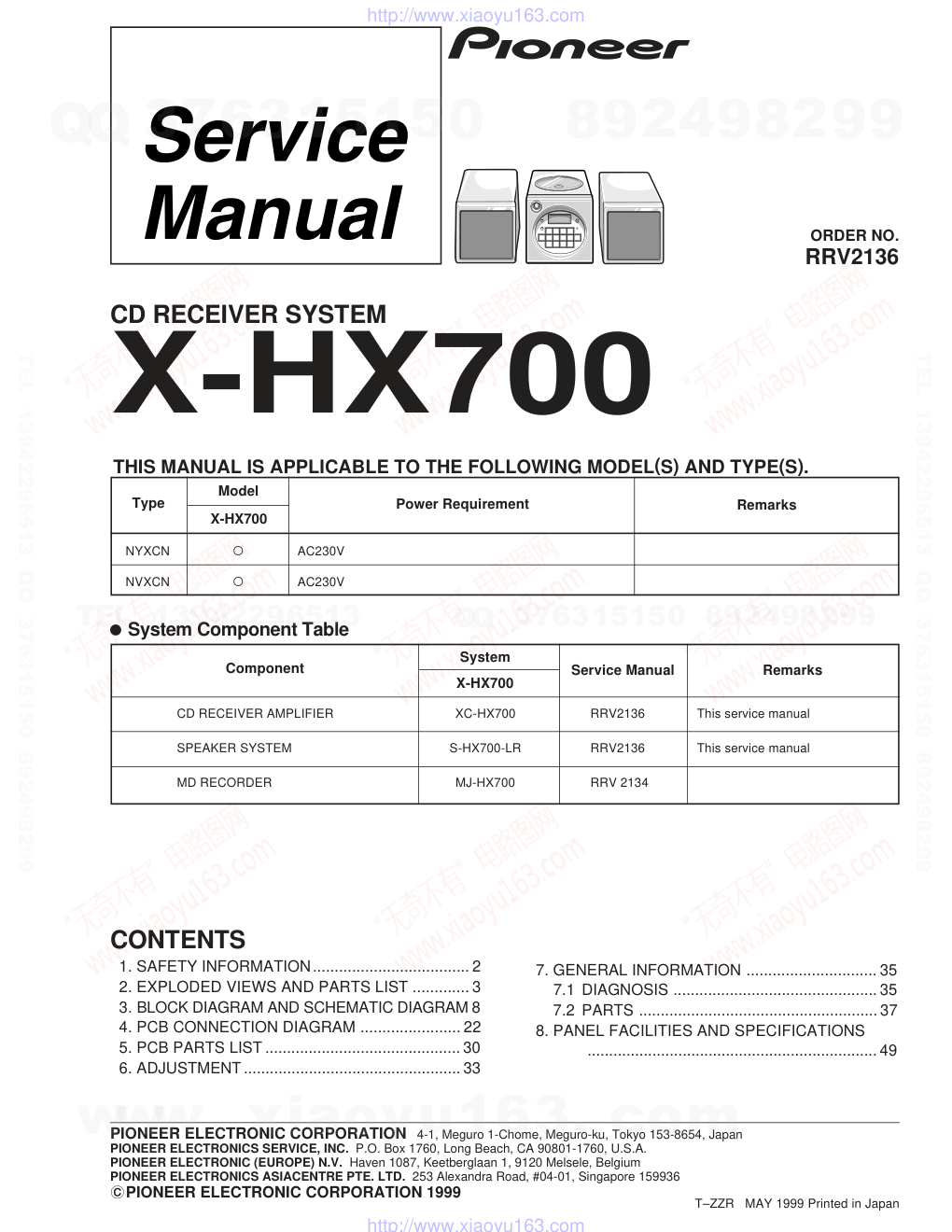 先锋PIONEER X-HX700电路图-0 先锋PIONEER X-HX700电路图-0