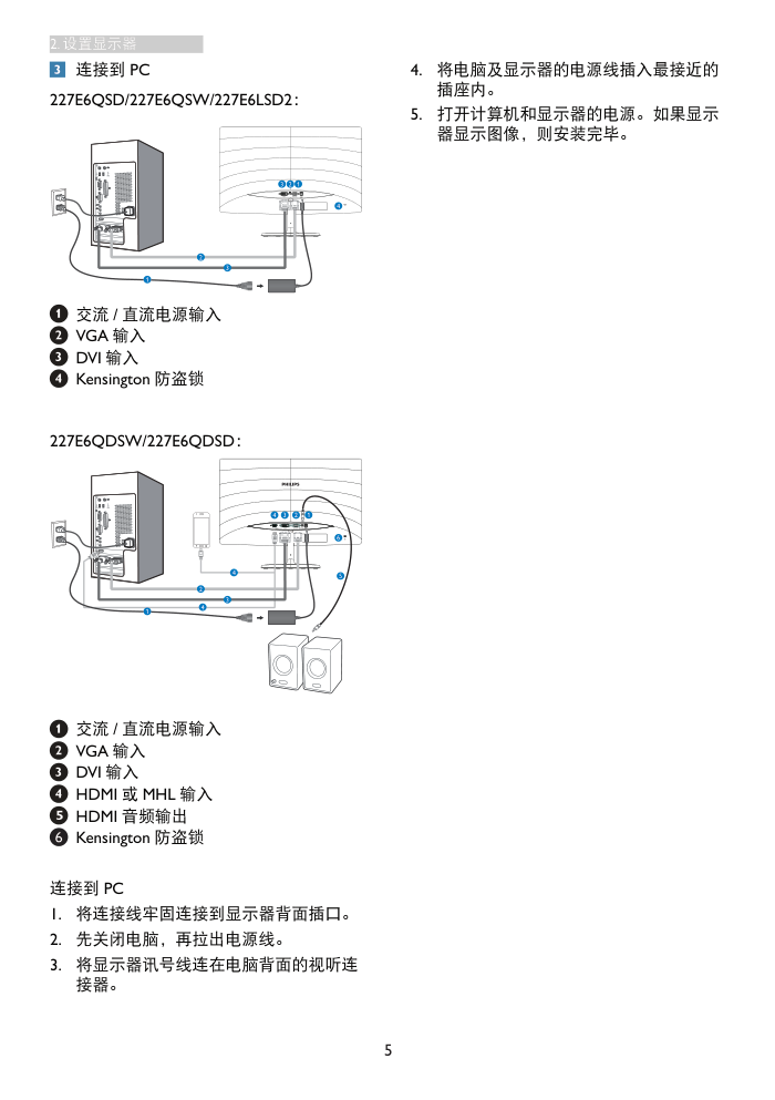 飞利浦227E6QSD93液晶显示器说明书-6