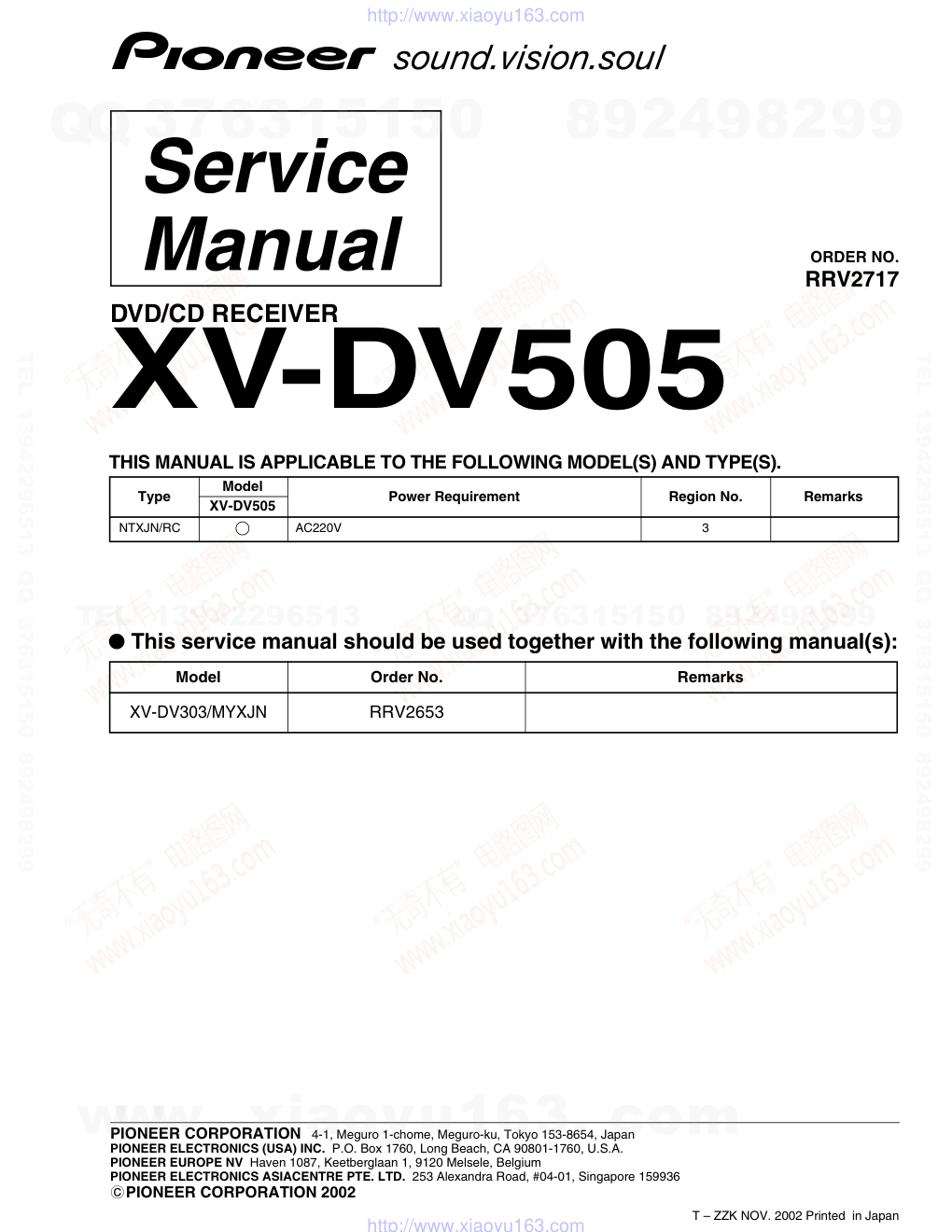 先锋PIONEER XV-DV505电路图-0