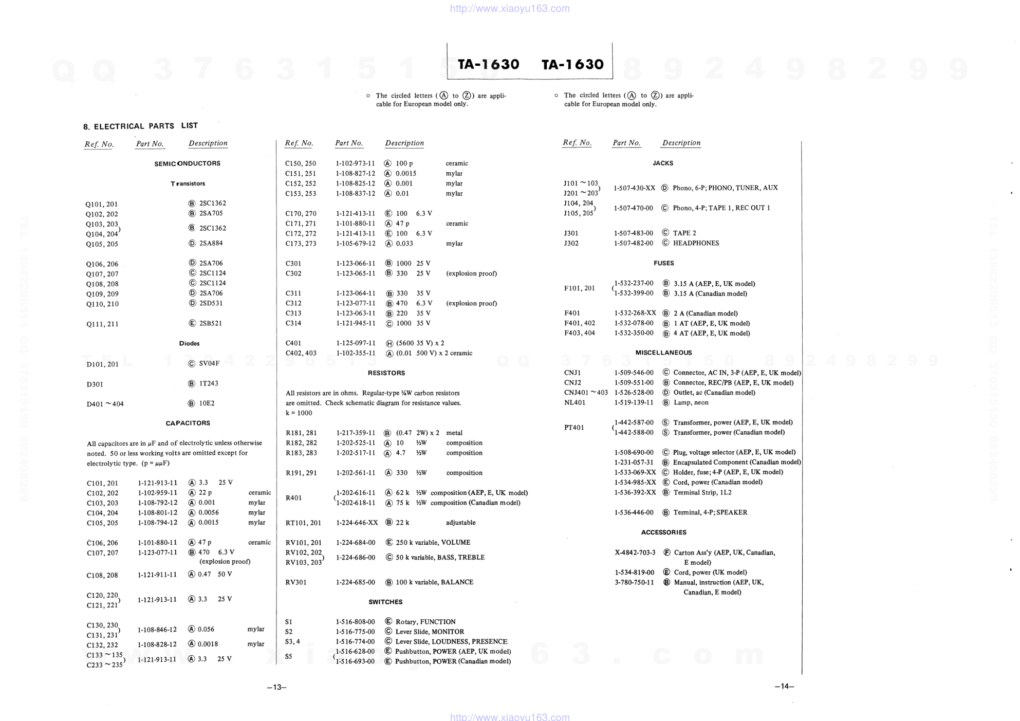 索尼SONY TA-1630音响电路原理图-8
