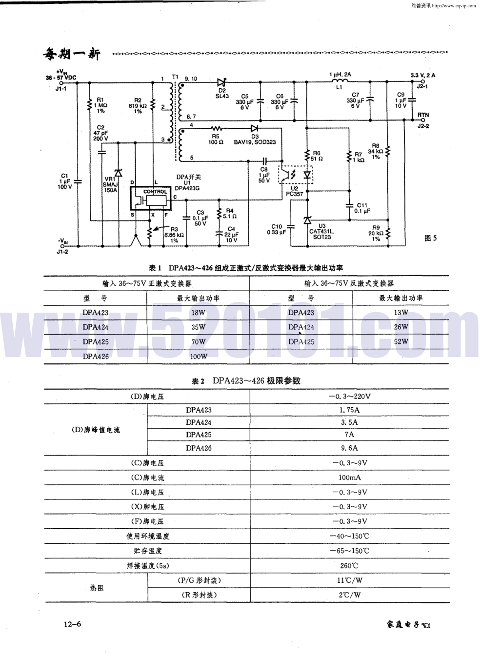 DPA系列单片开关电源DPA423~426-2 DPA系列单片开关电源DPA423~426-2