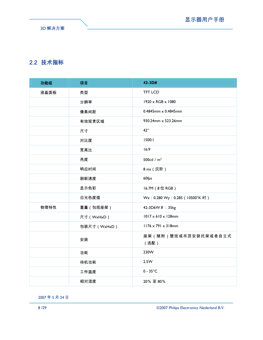 飞利浦42-3D6W0193显示器说明书-7 飞利浦42-3D6W0193显示器说明书-7