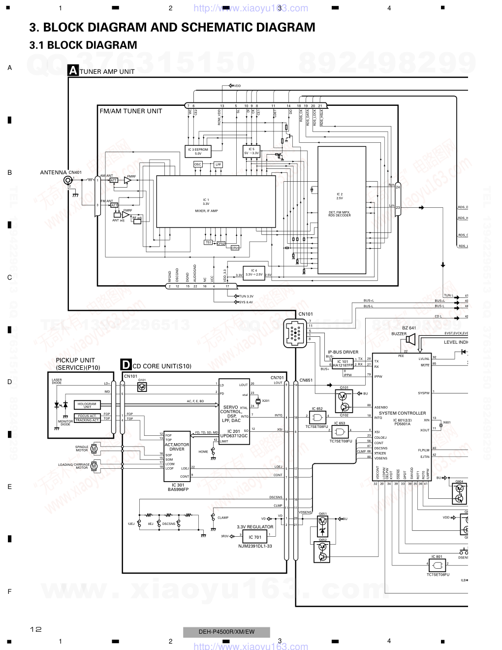 先锋PIONEER DEH-P4500RXNEW电路图-1 先锋PIONEER DEH-P4500RXNEW电路图-1
