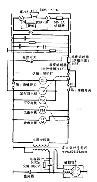 夏普R-5880微波炉电路原理图-0 夏普R-5880微波炉电路原理图-0