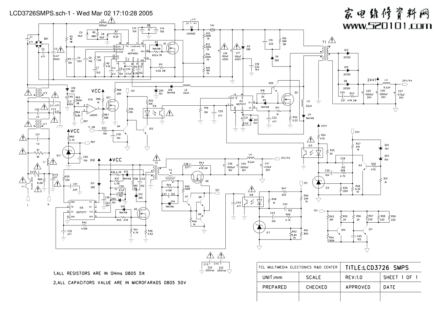 TCL LCD-40A71液晶电视电源板电路图-0 TCL LCD-40A71液晶电视电源板电路图-0