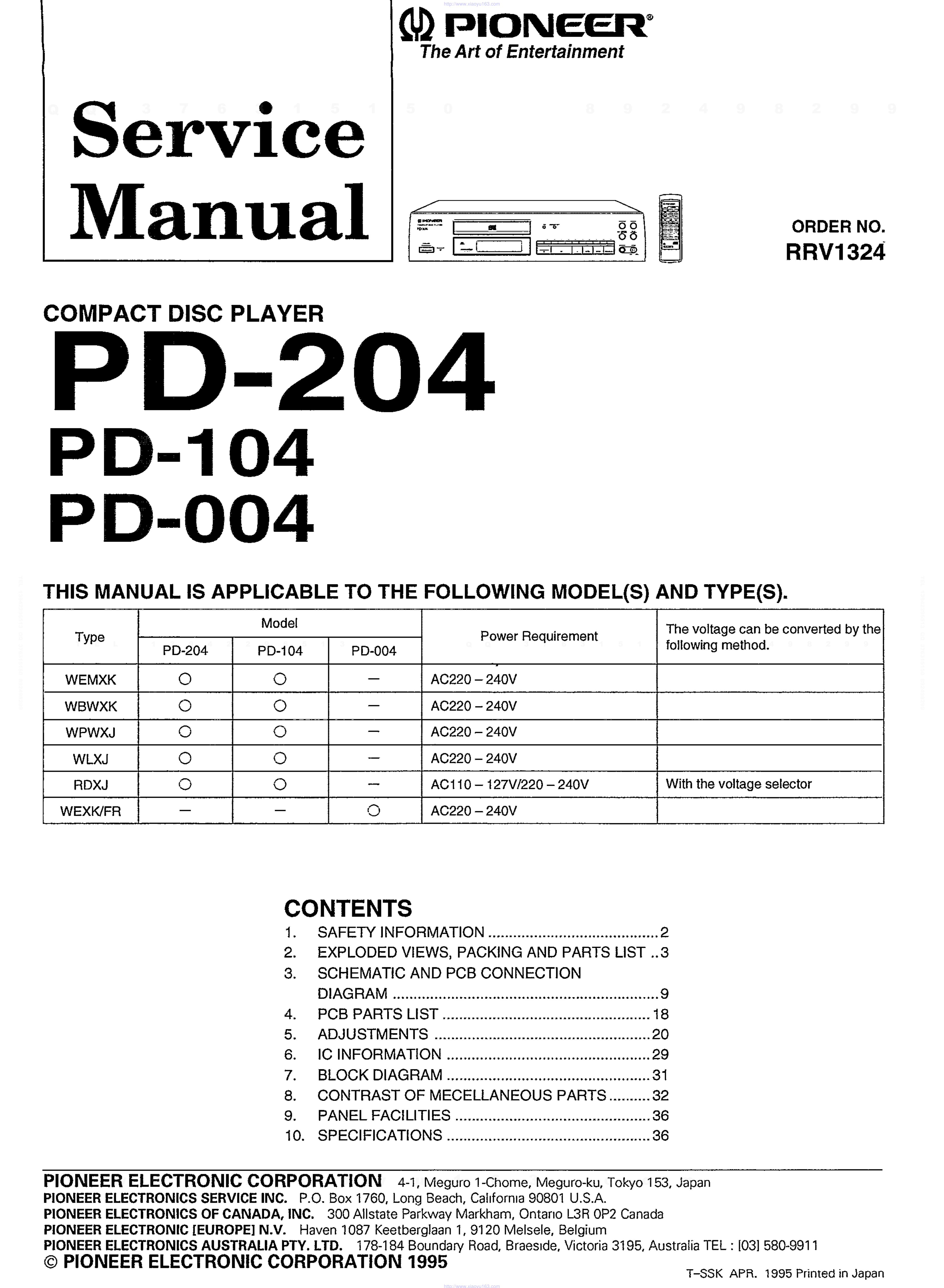 先锋PIONEER PD-004音响电路图-0