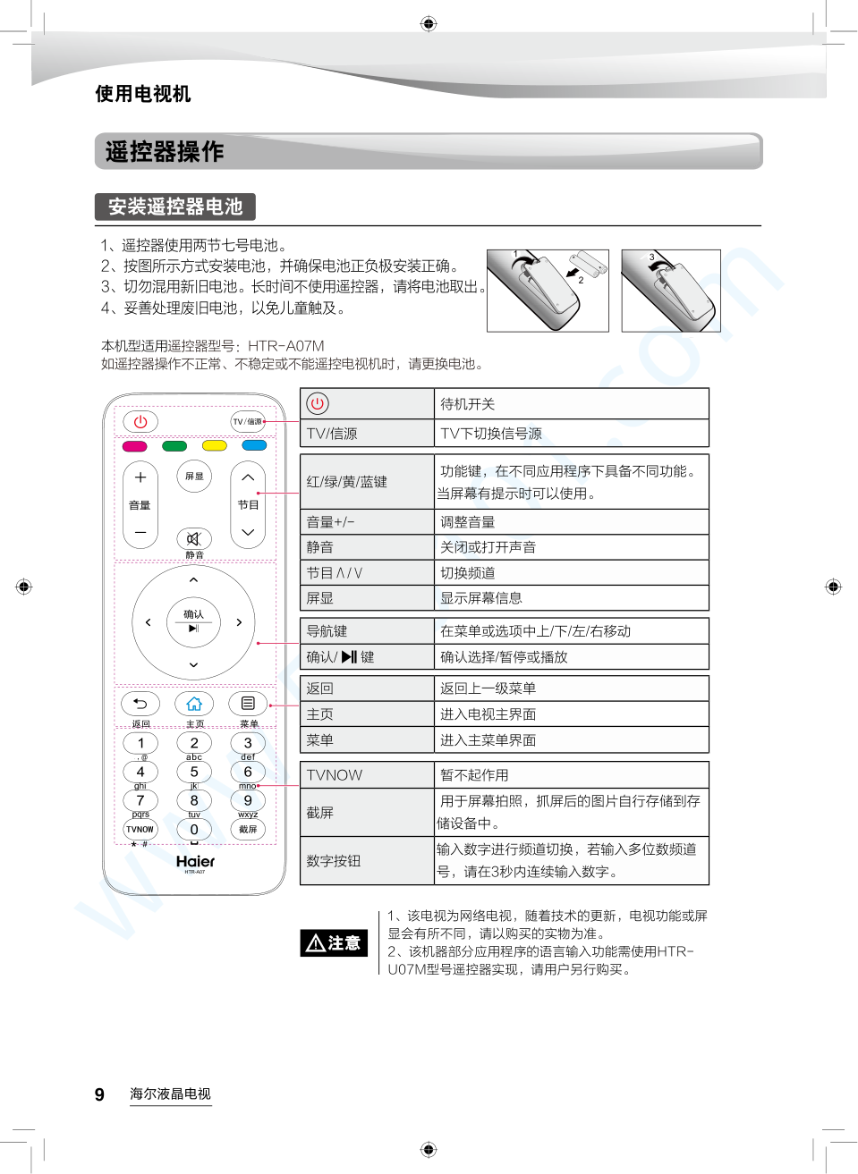 海尔U49A5液晶电视说明书-9